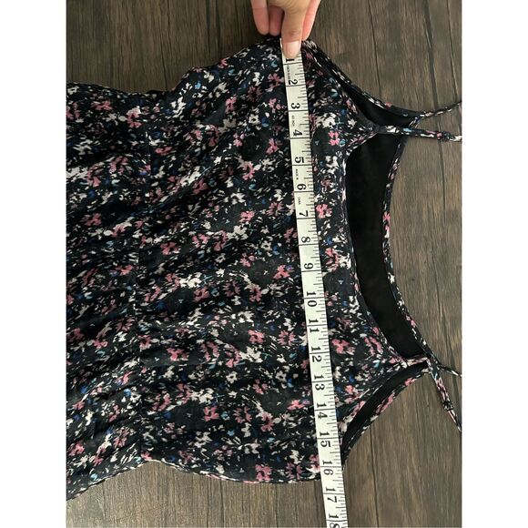 AllSaints Black Floral Silk Midi Dress Size M Fairy Whimsical Goth Grunge Dark - Picture 9 of 10